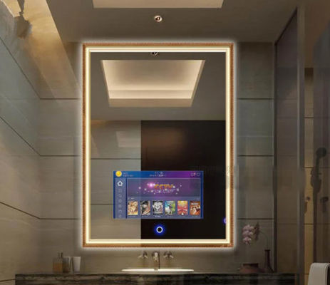 Wall Mounted Indoor Decorative Smart Mirror Display Auto Sensor LCD Screen for Washroom