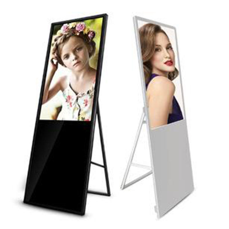 Free Stand Indoor Portable LCD Poster Screen LCD Digital Sigange With Wheel Base